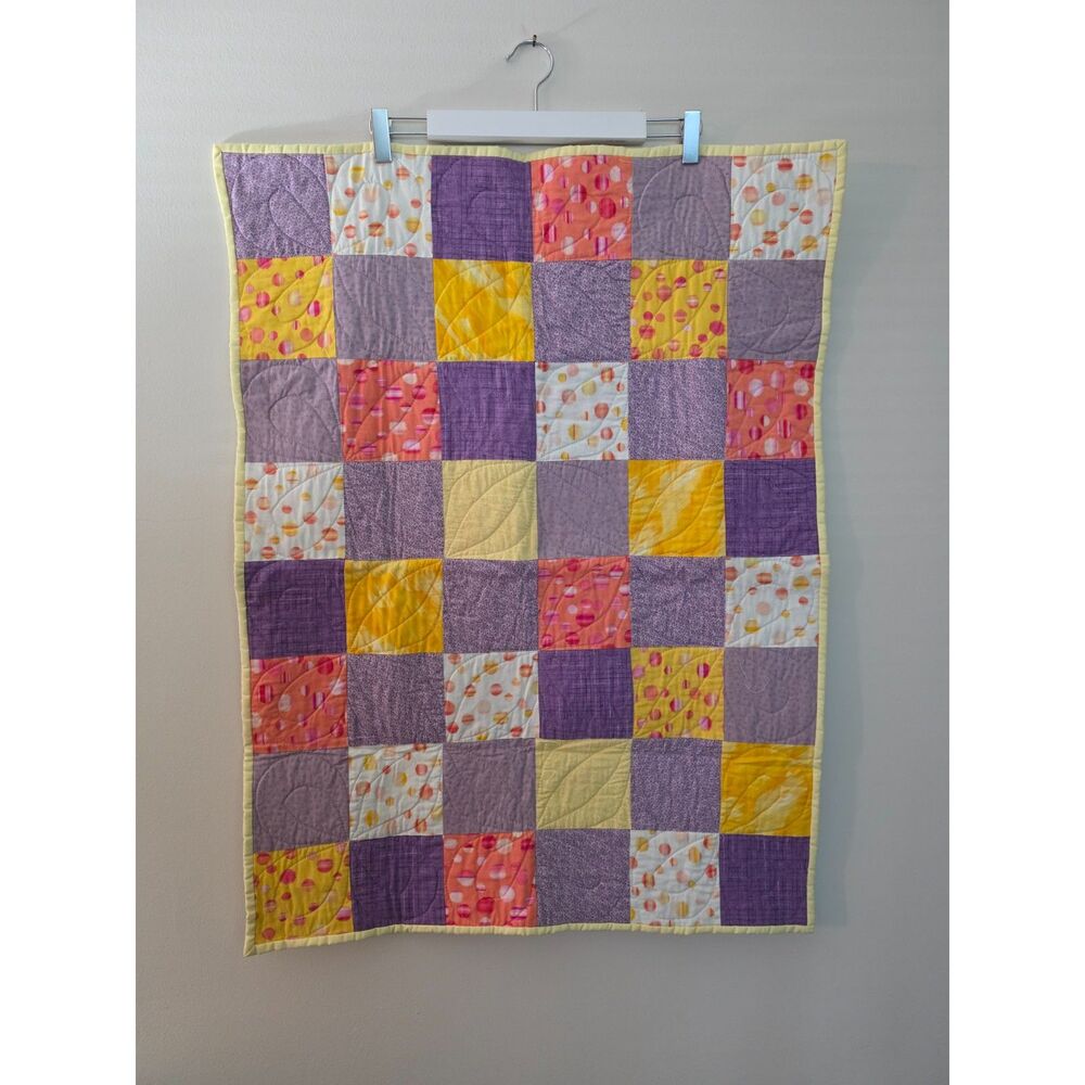 Handmade Patchwork Wall Hanging or Lap Quilt Easter Spring Pastel 35x26